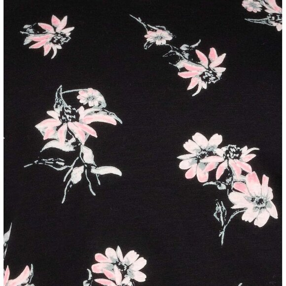 NEW Nicole Miller Printed Slub Knit Tee | Black floral - Picture 7 of 8
